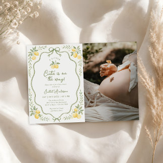 Invitation Photo de Baby Shower Floral Citron Citrus