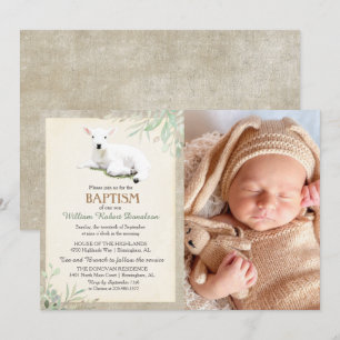Invitation photo de baptême de Petit Agneau