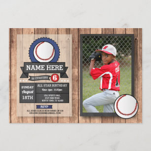 Invitation Photo de baseball Fête d'anniversaire de sports Al