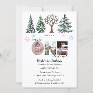 Invitation Photo de bébé Hiver ONEderland Premier anniversair