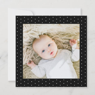 Invitation Photo de bébé Pois minuscules noirs et blancs