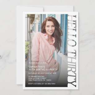 Invitation Photo de bon anniversaire trente avec typographie 