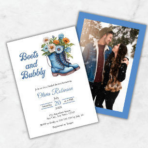 Invitation Photo de bottes occidentales bleues et douche de m