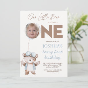 Invitation Photo de Brown Beary pour son premier anniversaire