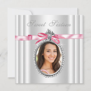 Invitation Photo de cameo rose blanc Fête d'anniversaire Swee
