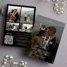 Photo de code QR mariage noir et blanc