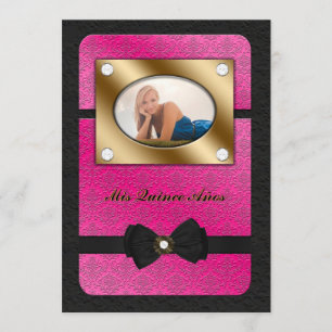 Invitation photo de coing noir et rose