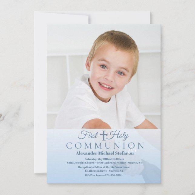 Invitation photo de communion céleste (Devant)