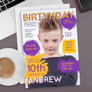 Invitation Photo de couverture de magazine violet jaune brill
