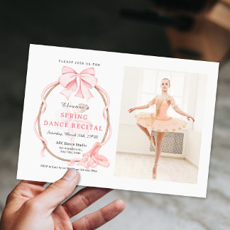 Invitation Photo de danse de ballet avec ruban rose