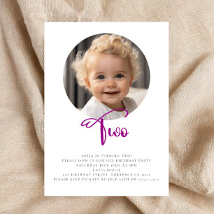Invitation Photo de deuxième anniversaire très simple