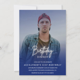 Invitation Photo de dîner homme Bleu marine 41e anniversaire