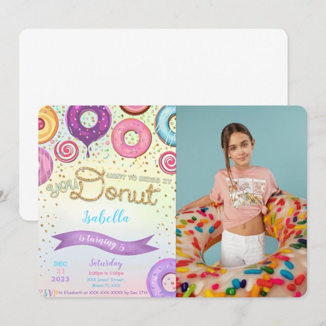 Invitation photo de Donut (Devant / Derrière)