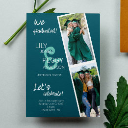 Invitation Photo de double diplôme pour frères et soeurs ou a