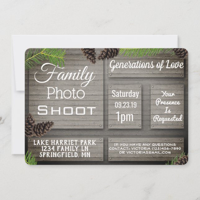 Invitation Photo de famille rustique (Devant)