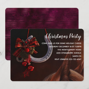 Invitation Photo de fer à cheval suspendu pour Noël équestre