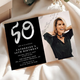 Invitation Photo de fête d'anniversaire 50 ans moderne