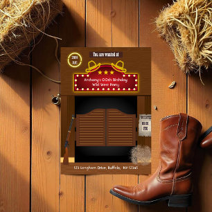Invitation Photo de fête d'anniversaire au Saloon du Far West