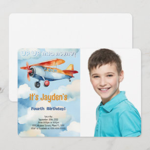 Invitation Photo de fête d'anniversaire d'avion modifiable