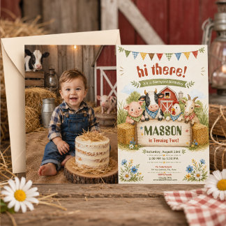 Invitation Photo de fête d'anniversaire de 2 ans à la ferme r