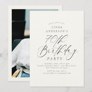 Invitation Photo de fête d'anniversaire de 70 ans en écriture