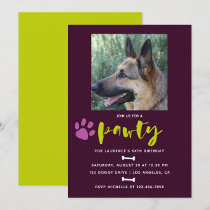 Invitation photo de fête d'anniversaire de chien o