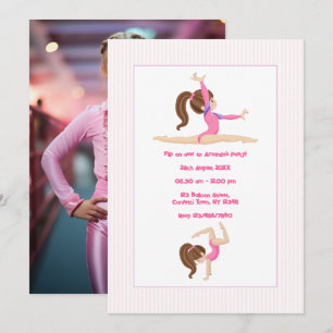 Invitation Photo de fête d'anniversaire de fille de gymnastiq
