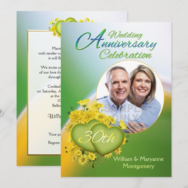 Invitation Photo de fête d'anniversaire de mariage de 30 ans  (Devant / Derrière)