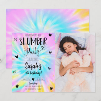 Invitation Photo de fête d'anniversaire de Tie Dye Girl Stwoo