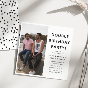 Invitation Photo de fête d'anniversaire double moderne Annive
