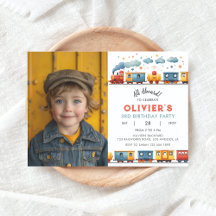Invitation photo de fête d'anniversaire du train