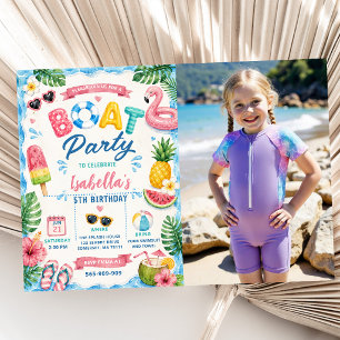 Invitation Photo de fête d'anniversaire en bateau d'été