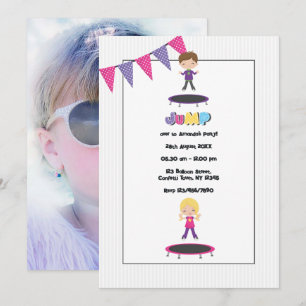 Invitation Photo de fête d'anniversaire sur trampoline