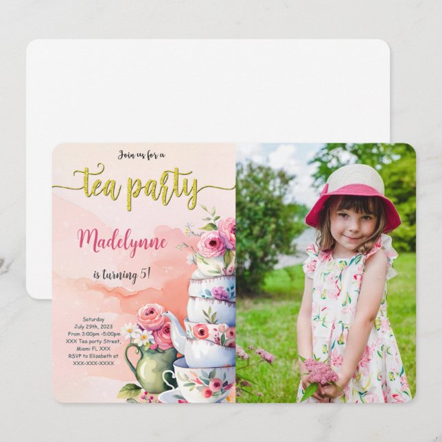 Invitation Photo de fête d'anniversaire théEditable (Devant / Derrière)