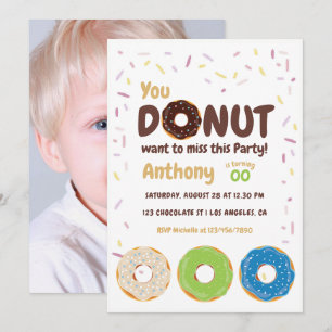 Invitation photo de fête de Donut