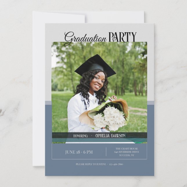 Invitation photo de fête de fin d'études (Devant)