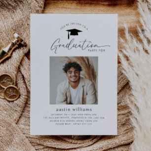 Invitation Photo de fête de fin d'études de garçon