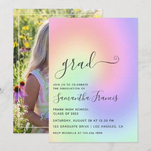 Invitation photo de fête de fin d'études Pastel Ra