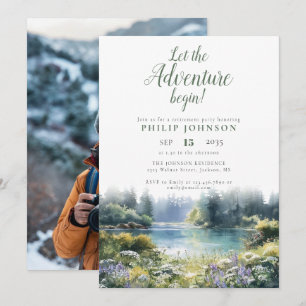 Invitation Photo de fête de retraite au lac de la forêt d'ave