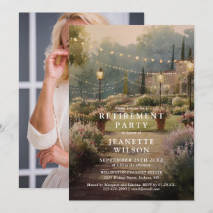 Invitation Photo de fête de retraite dans un jardin rustique