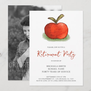 Invitation Photo de fête de retraite de la pomme de l'enseign