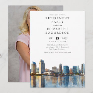 Invitation Photo de fête de retraite sur la skyline de San Di