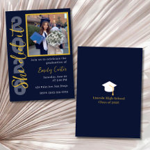 Invitation photo de fin d'études 2026 Navy Or