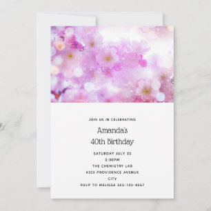 Invitation Photo de fleurs de cerisier rose pour anniversaire