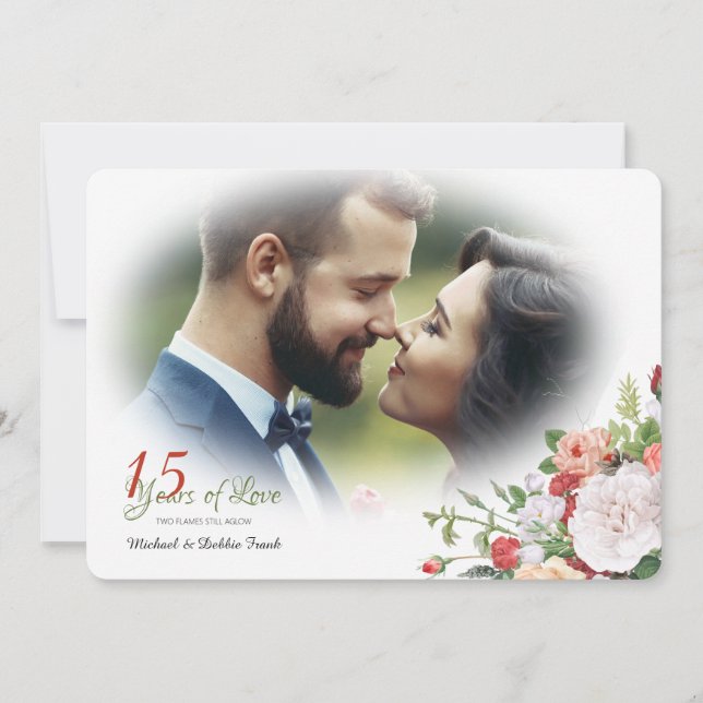 Invitation Photo de fleurs de jardin vintage pour anniversair (Devant)