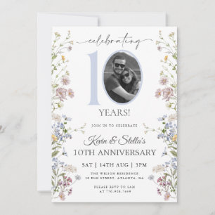 Invitation Photo de fleurs sauvages 10e anniversaire