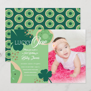 Invitation Photo de gâteau donut pour le premier anniversaire