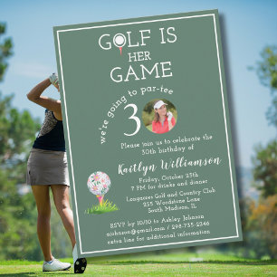 Invitation Photo de golf de dame élégante pour fête d'anniver