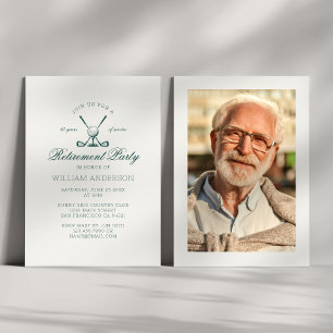 Invitation Photo de golf vert de fête de retraite élégante cl