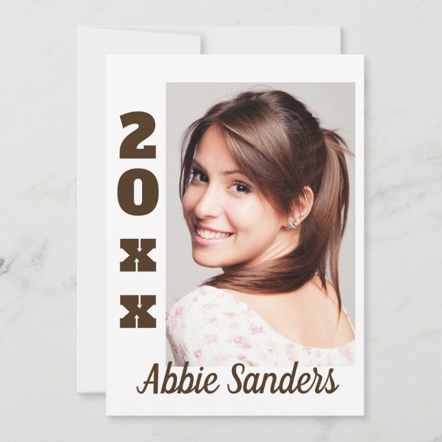 Invitation Photo de graduation couleur blanche personnalisée  (Devant)